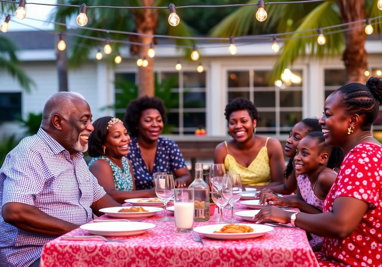 2024 reunion — elders and grandchildren laughing at dinner